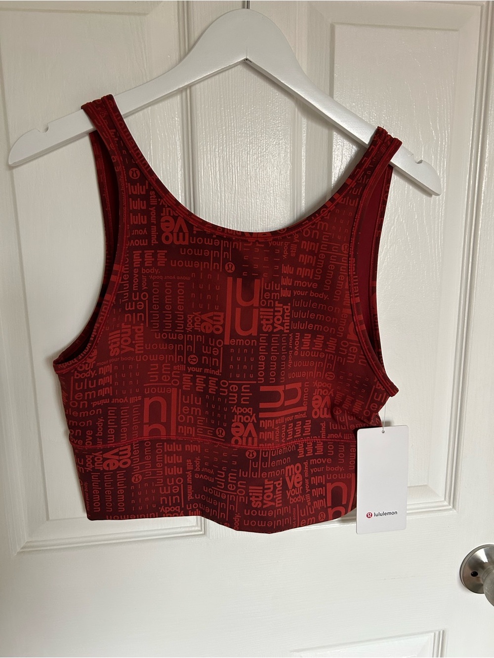 lululemon athletica Maroon Logo-Print Cropped Power Pivot Tank